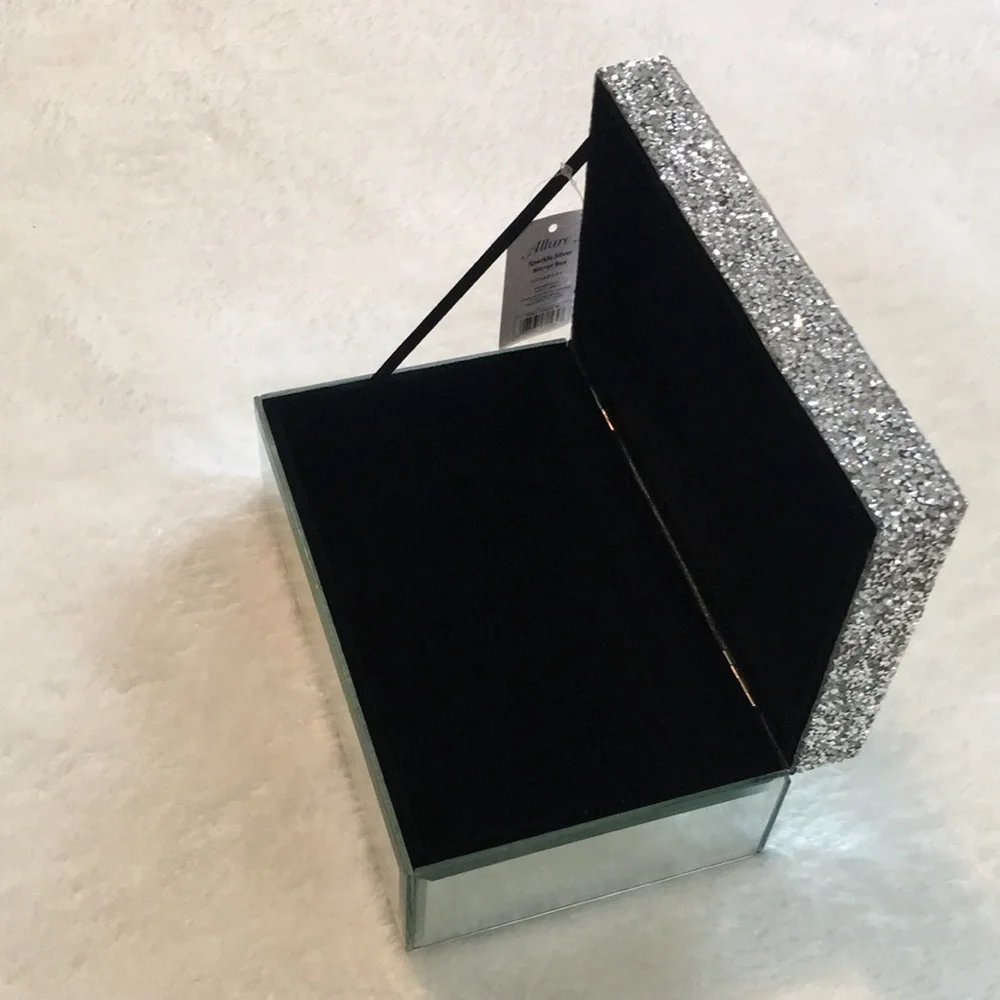 Allure by Jay Silver Sparkle Mirror Jewelry / Makeup / Storage Box